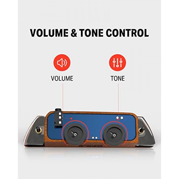 Donner 어쿠스틱 기타 픽업, DSS-6 기타 픽업 험버커 볼륨 톤 조절 기능이 있는 패시브 마호가니 사운드홀 픽업, 3.8 ~ 3.94 사운드홀 직경에 적합