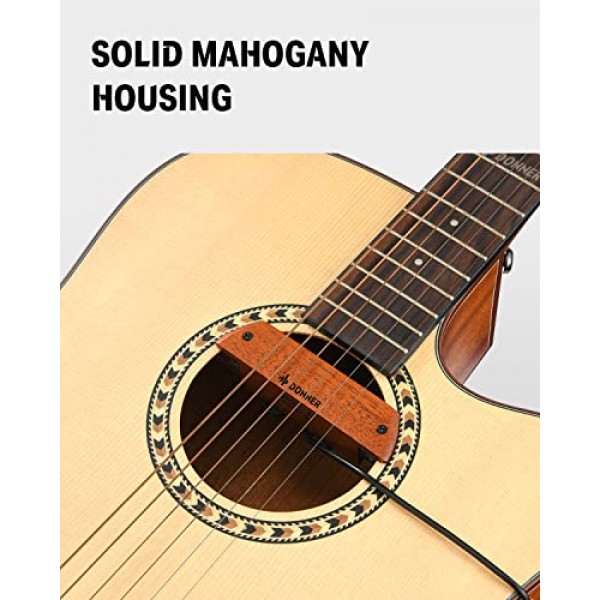 Donner 어쿠스틱 기타 픽업, DSS-6 기타 픽업 험버커 볼륨 톤 조절 기능이 있는 패시브 마호가니 사운드홀 픽업, 3.8 ~ 3.94 사운드홀 직경에 적합