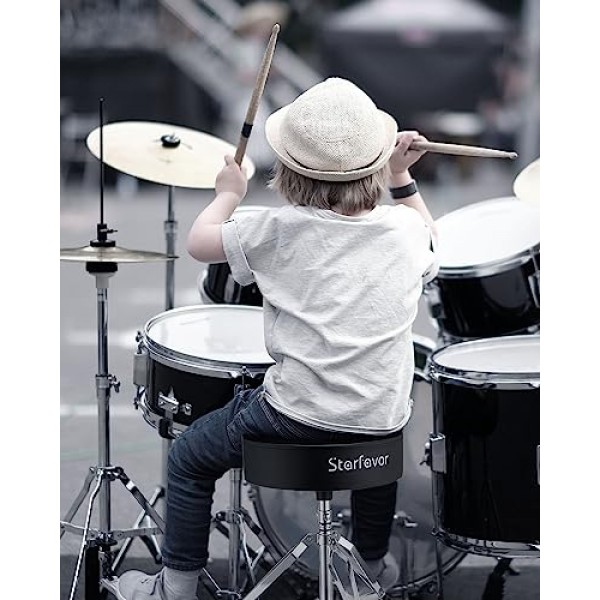 Starfavor 드럼 왕좌 조정 가능한 드럼 스툴 패딩 드럼 시트 드러머 의자 드럼 스틱 5A 메이플, ST-300