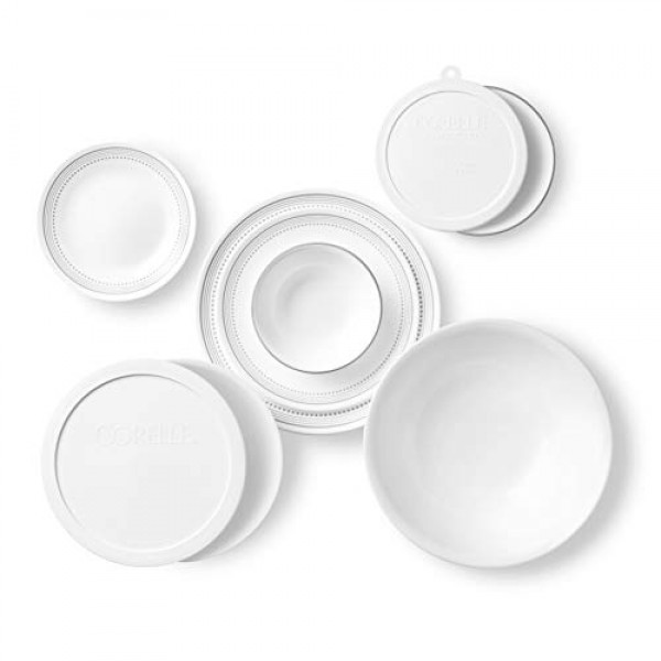 Corelle Vitrelle 78피스 서비스 12개 식기 세트, 삼중 유리 및 칩 방지, 경량 원형 접시 및 그릇 세트, 미스틱 그레이