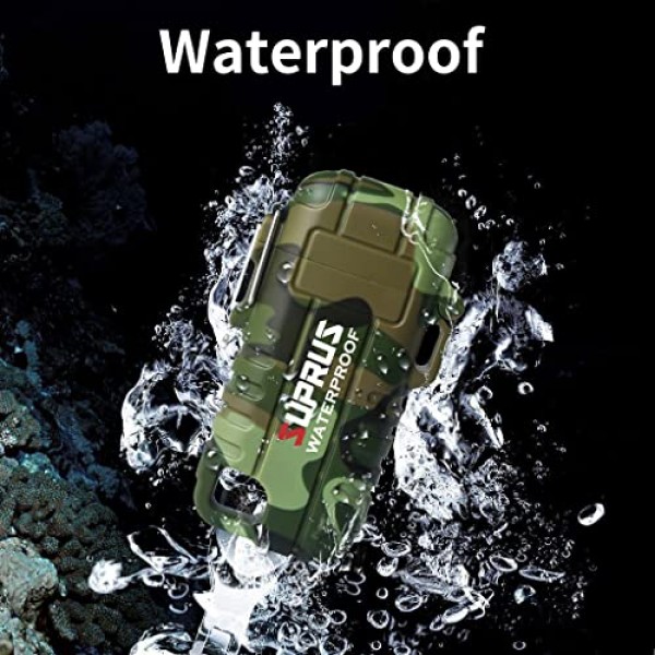 SUPRUS 방수 라이터 방풍 라이터 아크 플라즈마 라이터 USB-C 야외, 캠핑 및 주방용 확장 가능하고 유연한 목이 있는 충전식(위장)