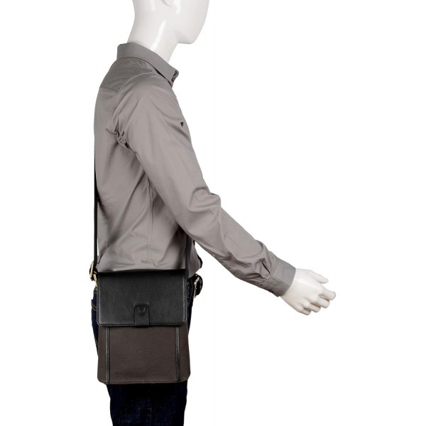 Hidesign Aiden 천연가죽 및 캔버스 미니 크로스바디 남성/여성 메신저 백/여행 가방 / 10.5