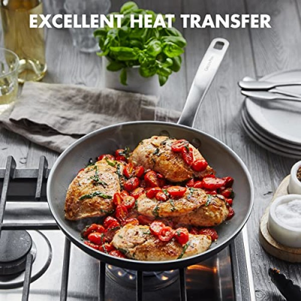 GreenPan Chatham 경질 양극 산화 건강 세라믹 논스틱, 8인치 프라이팬 프라이팬, PFAS 없음, 식기세척기 사용 가능, 오븐 사용 가능, 회색