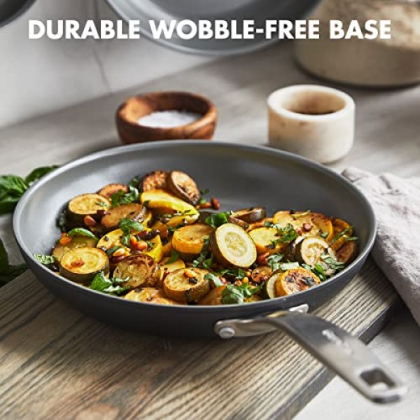 GreenPan Chatham 경질 양극 산화 건강 세라믹 논스틱, 8인치 프라이팬 프라이팬, PFAS 없음, 식기세척기 사용 가능, 오븐 사용 가능, 회색