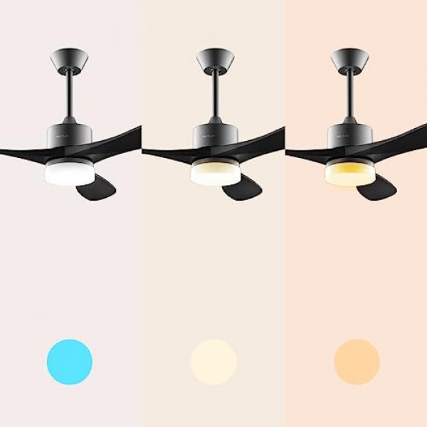 Cecotec EnergySIlence Aero 5200 천장 선풍기 블랙 디자인 40W, 52인치, DC 모터, LED 조명 및 리모컨 포함(목재 마감, Stone Pro)