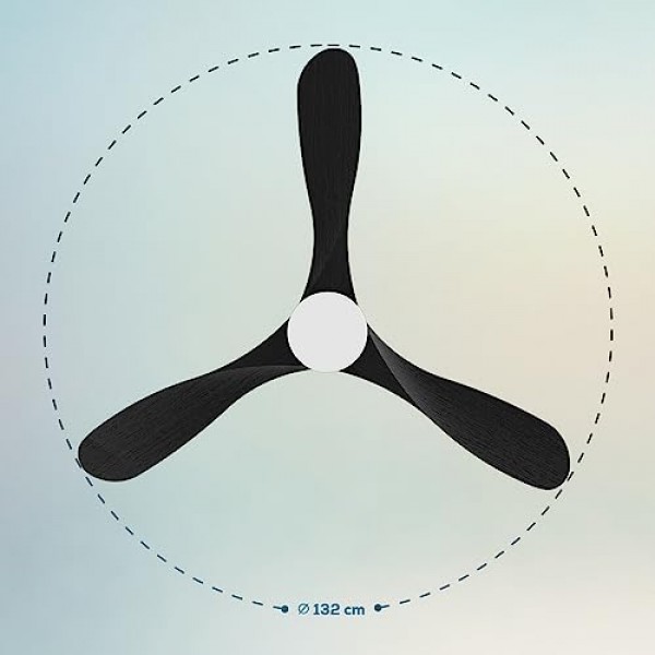 Cecotec EnergySIlence Aero 5200 천장 선풍기 블랙 디자인 40W, 52인치, DC 모터, LED 조명 및 리모컨 포함(목재 마감, Stone Pro)