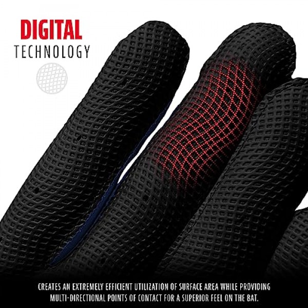 프랭클린 스포츠 MLB 야구 타격 장갑 - Digitek 성인 + 청소년 타격 장갑 쌍 - 야구 + 소프트볼 타격 장갑 - 다양한 크기 + 색상
