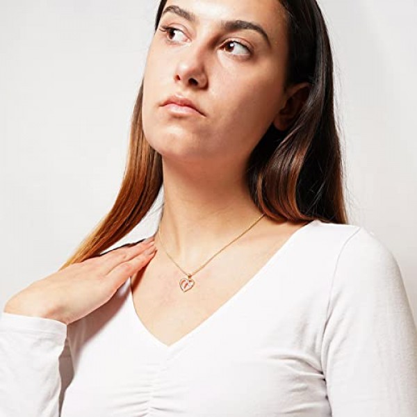 Trendor 51830 하트 펜던트, 큐빅 지르코니아 골드 585, 금도금 체인 여성용 마법 목걸이, 이 목걸이는 훌륭한 선물 아이디어입니다.