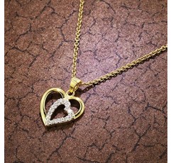 Trendor 51830 하트 펜던트, 큐빅 지르코니아 골드 585, 금도금 체인 여성용 마법 목걸이, 이 목걸이는 훌륭한 선물 아이디어입니다.