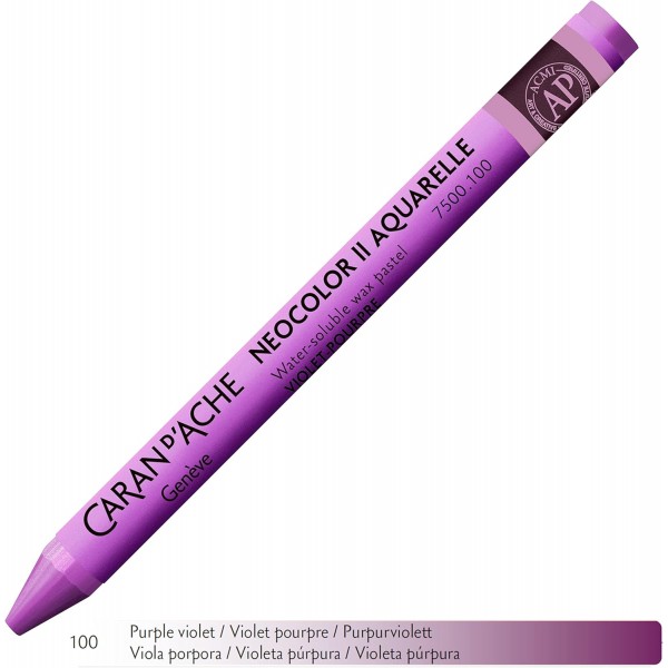 Caran d'Ache NEOCOLOR II 100 Purple/Purple Violet (7500.100) / 파스텔 10개(1팩) / 수용성 왁스제/ 종이 골판지용 유리목 가죽 패브릭 스톤
