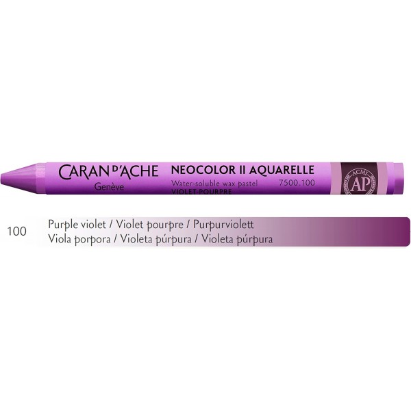 Caran d'Ache NEOCOLOR II 100 Purple/Purple Violet (7500.100) / 파스텔 10개(1팩) / 수용성 왁스제/ 종이 골판지용 유리목 가죽 패브릭 스톤
