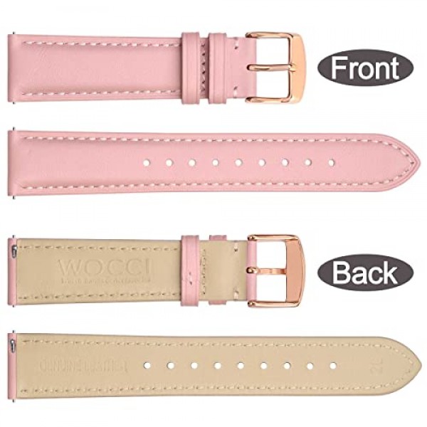 WOCCI 꽃 시계 밴드, 정품 가죽 교체 스트랩, 퀵 릴리스 밴드, 스테인레스 스틸 걸쇠, 18mm 20mm 22mm
