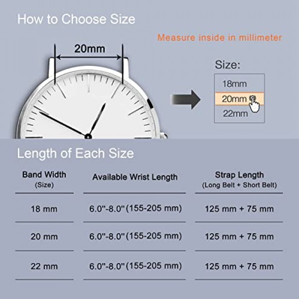 WOCCI 꽃 시계 밴드, 정품 가죽 교체 스트랩, 퀵 릴리스 밴드, 스테인레스 스틸 걸쇠, 18mm 20mm 22mm