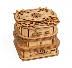 iDventure Cluebox - 데비 존스 로커 - 방 탈출 게임 - 퍼즐 상자 - 선물 상자 - 3D 나무 퍼즐 - 나무 퍼즐 - 성인을 위한 3D 퍼즐 - 두뇌 자극 - 남성용 생일 선물 도구 - 돈 상자