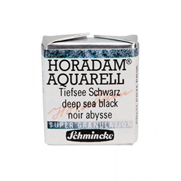 Schmincke - HORADAM® AQUARELL, 슈퍼 과립화, 14 955 044 심해 검정, 1/2 팬, 매우 강한 과립화 색상, 최고급, 슈퍼 과립화 수채화 물감
