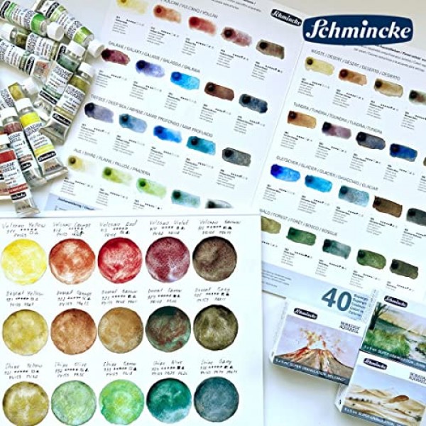 Schmincke - HORADAM® AQUARELL, 슈퍼 과립화, 14 955 044 심해 검정, 1/2 팬, 매우 강한 과립화 색상, 최고급, 슈퍼 과립화 수채화 물감