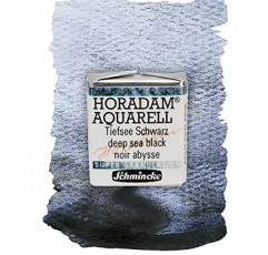 Schmincke - HORADAM® AQUARELL, 슈퍼 과립화, 14 955 044 심해 검정, 1/2 팬, 매우 강한 과립화 색상, 최고급, 슈퍼 과립화 수채화 물감