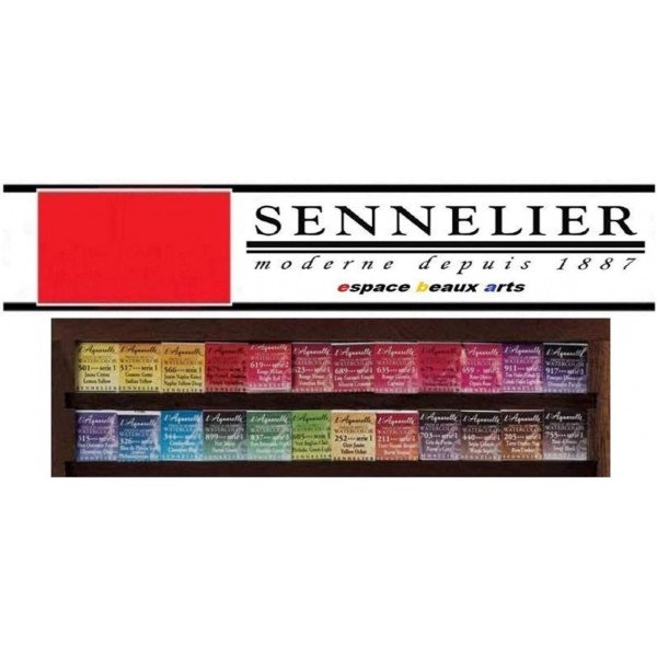 Sennelier 엑스트라 파인 수채화 물감, 수채화 물감 상자, 금속 상자, 프랑스산 12 x 1/2 팬 및 Da Vinci XS Synthetic Brush Travel(Sennelier FRANCE)