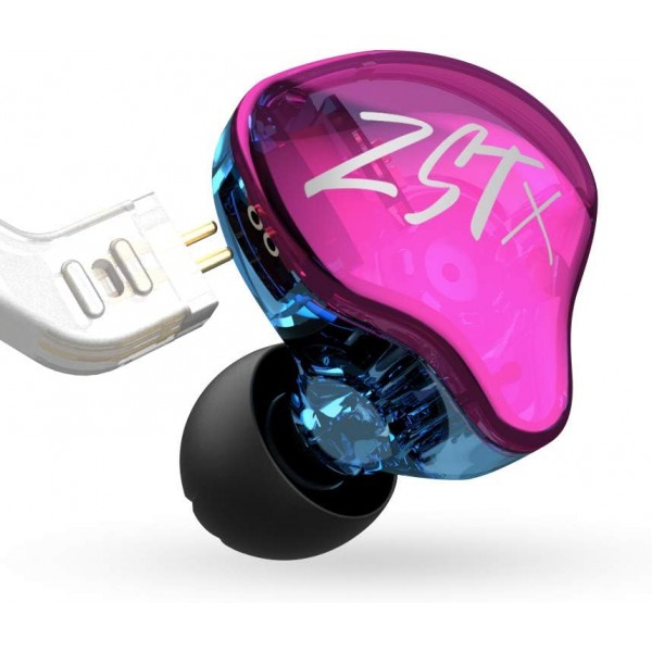 Yinyoo KZ ZST X 하이브리드 1BA + 1DD 인 이어 모니터 이어 버드 다이나믹 인 이어 이어폰 헤드폰이있는 균형 전기자 HiFi 헤드셋 Violett Violett mit Mikrofon