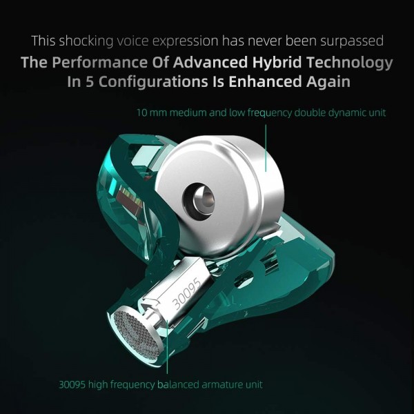 Yinyoo KZ ZST X 하이브리드 1BA + 1DD 인 이어 모니터 이어 버드 다이나믹 인 이어 이어폰 헤드폰이있는 균형 전기자 HiFi 헤드셋 Violett Violett mit Mikrofon