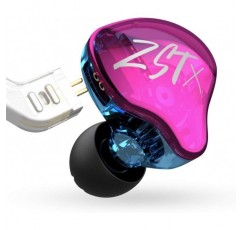 Yinyoo KZ ZST X 하이브리드 1BA + 1DD 인 이어 모니터 이어 버드 다이나믹 인 이어 이어폰 헤드폰이있는 균형 전기자 HiFi 헤드셋 Violett Violett mit Mikrofon