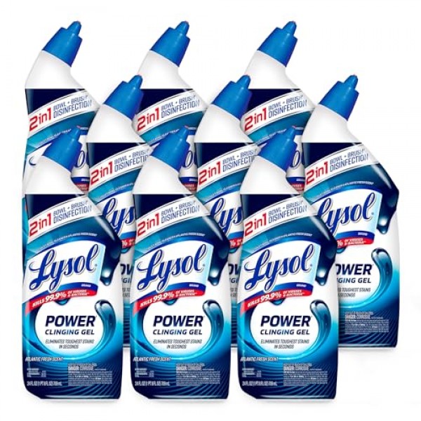 Lysol Power 변기 클리너 젤, 청소 및 소독용, 얼룩 제거용, 24oz ,9 Ct, (포장은 다를 수 있음)