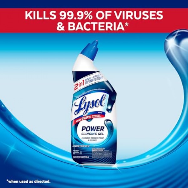 Lysol Power 변기 클리너 젤, 청소 및 소독용, 얼룩 제거용, 24oz ,9 Ct, (포장은 다를 수 있음)