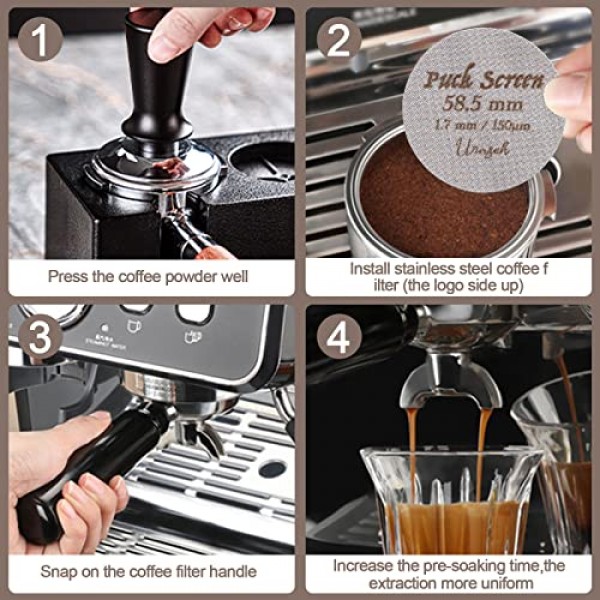 58.5mm 에스프레소 퍽 스크린, Urnseh 재사용 가능 1.7mm 두께 150μm 316 스테인레스 스틸 전문 바리스타 커피 필터 메쉬 플레이트, Portafilter 필터 바구니, 에스프레소 머신 액