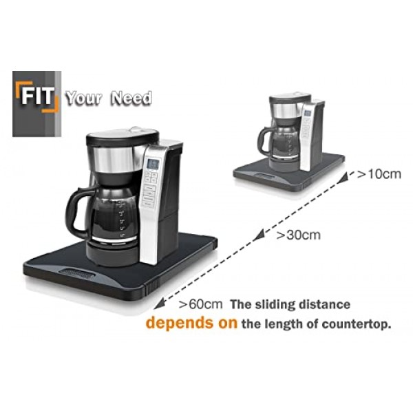 ARGOMAX 가전 롤링 트레이, 커피 메이커 슬라이더, 커피 풀 아웃 트레이, 슬라이딩 커피 메이커 트레이, 앞뒤로 슬라이딩.