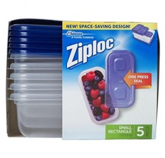 지퍼락 원프레스 씰 소형 직사각형 용기 - 5ct