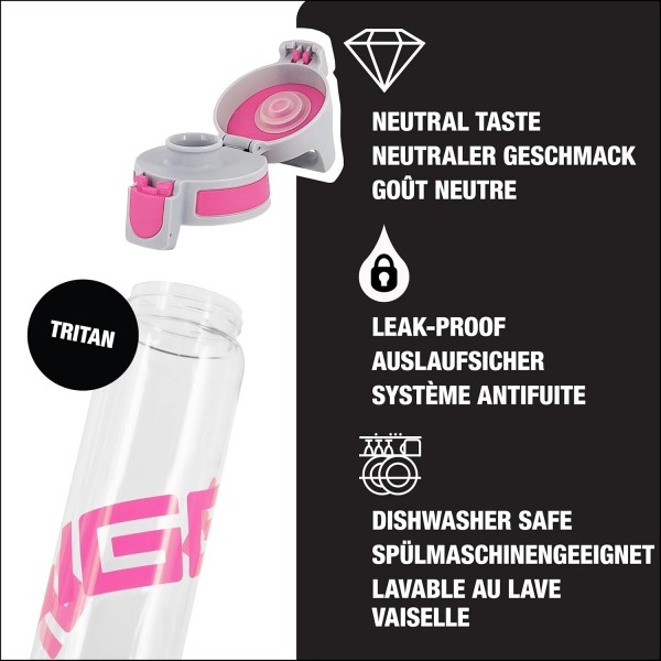 SIGG - Tritan 물병 - Total Clear ONE - 탄산 음료에 적합 - 식기세척기 사용 가능 - 누수 방지 - 깃털처럼 가벼운 - 긁힘 방지 - BPA 프리 - 0.75L Tritan Berry