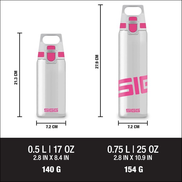 SIGG - Tritan 물병 - Total Clear ONE - 탄산 음료에 적합 - 식기세척기 사용 가능 - 누수 방지 - 깃털처럼 가벼운 - 긁힘 방지 - BPA 프리 - 0.75L Tritan Berry