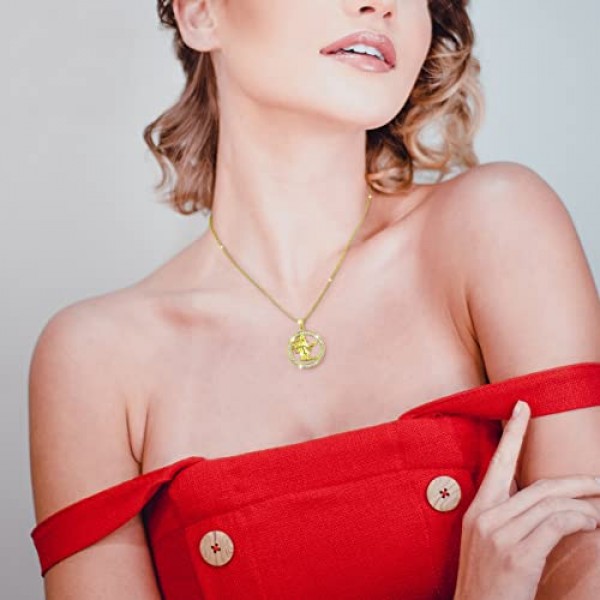 PAVELS 보석 상자와 진품 인증서, 실버, 큐빅을 포함한 Eclipse 컬렉션의 AAA 품질의 우아한 여성용 조디악 표지판 목걸이 버진 18캐럿 골드 도금 빛나는 지르코니아