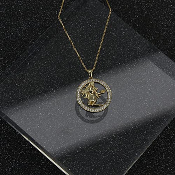 PAVELS 보석 상자와 진품 인증서, 실버, 큐빅을 포함한 Eclipse 컬렉션의 AAA 품질의 우아한 여성용 조디악 표지판 목걸이 버진 18캐럿 골드 도금 빛나는 지르코니아