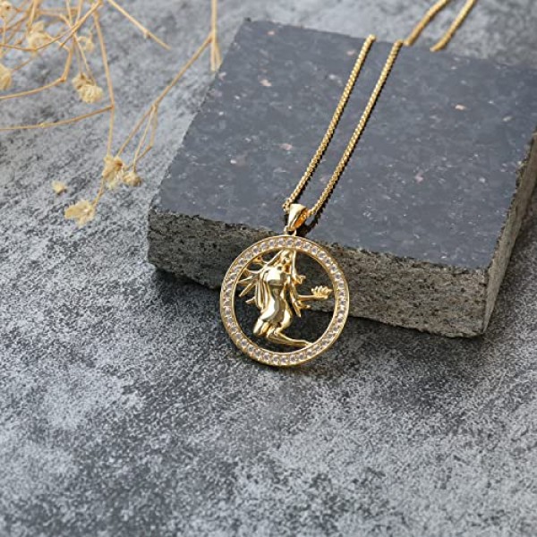 PAVELS 보석 상자와 진품 인증서, 실버, 큐빅을 포함한 Eclipse 컬렉션의 AAA 품질의 우아한 여성용 조디악 표지판 목걸이 버진 18캐럿 골드 도금 빛나는 지르코니아