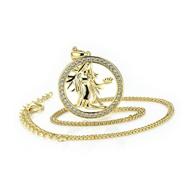 PAVELS 보석 상자와 진품 인증서, 실버, 큐빅을 포함한 Eclipse 컬렉션의 AAA 품질의 우아한 여성용 조디악 표지판 목걸이 버진 18캐럿 골드 도금 빛나는 지르코니아