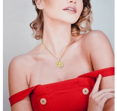 PAVELS 보석 상자와 진품 인증서, 실버, 큐빅을 포함한 Eclipse 컬렉션의 AAA 품질의 우아한 여성용 조디악 표지판 목걸이 버진 18캐럿 골드 도금 빛나는 지르코니아