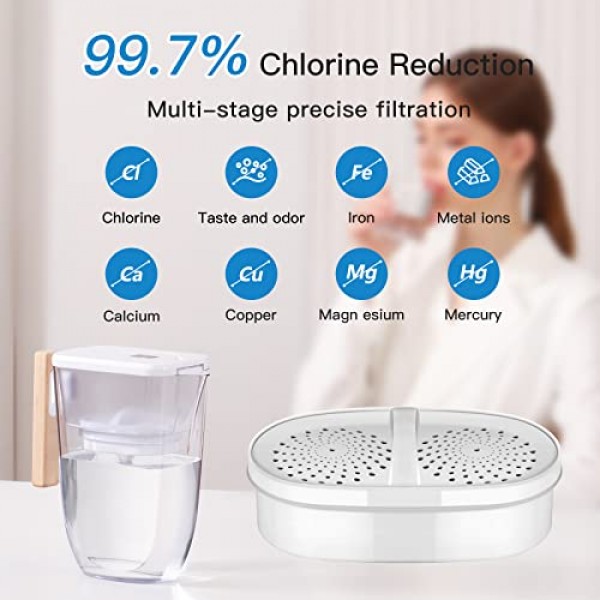 모든 Waterdrop® 피처 및 디스펜서용 정수 필터 교체, WD-PT-05, WD-PT-04, WD-PT-61B, WD-PT-01, 최대 3개월 또는 200갤런 지속