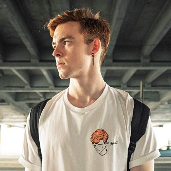 JewelryWe Jewellery 남성용 후프 귀걸이 송곳 테이퍼 레이스, 체인 및 직육면체 펜던트 스테인레스 스틸 귀 커프 스터드 귀걸이 남성용 여성용 귀 피어싱 블랙/골드/실버