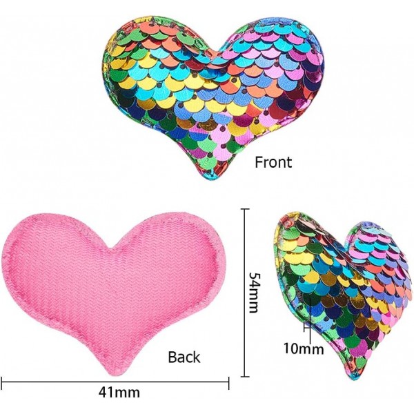 PandaHall Elite 30 Pcs 6 색 하트 패치, 스팽글 패치 스티커에 바느질 아플리케 수 놓은 패치 스팽글 공예 액세서리 청바지 자켓 의류 모자 바느질 DIY Artcrafts