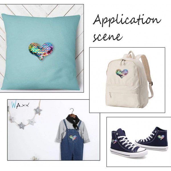 PandaHall Elite 30 Pcs 6 색 하트 패치, 스팽글 패치 스티커에 바느질 아플리케 수 놓은 패치 스팽글 공예 액세서리 청바지 자켓 의류 모자 바느질 DIY Artcrafts