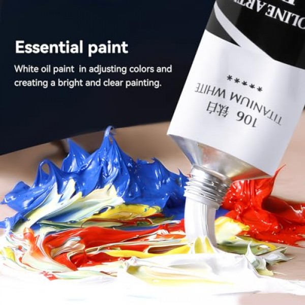 Paul Rubens 티타늄 화이트 오일 페인트, 채도가 높은 170ml 오일 색상, 대형 튜브, 예술가, 학생, 초보자를 위한 크리미한 질감과 일관성을 갖춘 아티스트 오일 페인트 미