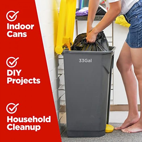 30-33갤런 쓰레기 봉투, 32 x 38인치 검정색 쓰레기 봉투(250개) – 30+, 관리인, 조경사, 잔디 봉투용 32갤런 야외 산업용 쓰레기통 라이너 - 미국산