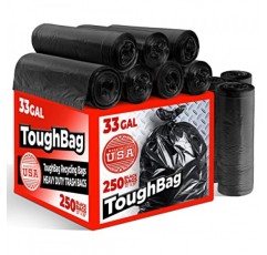 30-33갤런 쓰레기 봉투, 32 x 38인치 검정색 쓰레기 봉투(250개) – 30+, 관리인, 조경사, 잔디 봉투용 32갤런 야외 산업용 쓰레기통 라이너 - 미국산