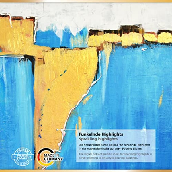 Viva Decor® 메탈릭 아크릴 페인트(실버, 실버 그레이, 골드, 브론즈, 구리, 5 x 3,38 Fl ozl) 메탈릭 효과가 있는 매력적인 아크릴 페인트, 붓는 아크릴 페인트 세트 메탈릭 - 