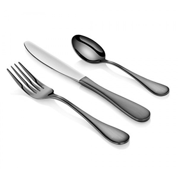 Artaste 56914 레인 18/10 스테인리스 스틸 식기류 36피스 세트, 블랙 마감, 12인 서비스
