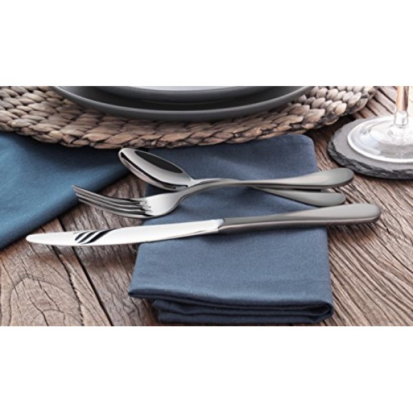 Artaste 56914 레인 18/10 스테인리스 스틸 식기류 36피스 세트, 블랙 마감, 12인 서비스