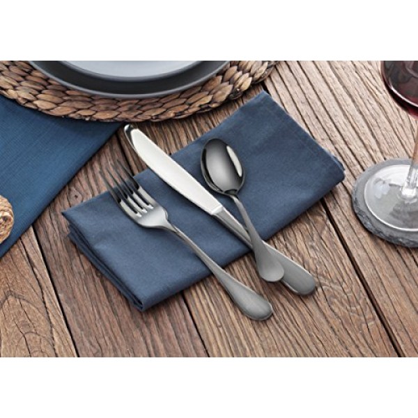 Artaste 56914 레인 18/10 스테인리스 스틸 식기류 36피스 세트, 블랙 마감, 12인 서비스