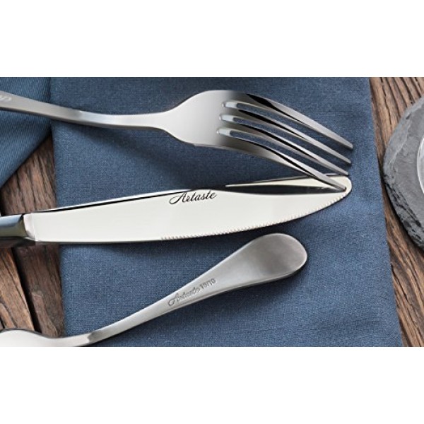 Artaste 56914 레인 18/10 스테인리스 스틸 식기류 36피스 세트, 블랙 마감, 12인 서비스