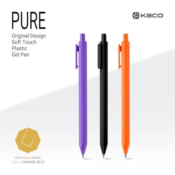 Kaco PURE 젤 펜 컬러 잉크 20 개 모듬 0.7mm, 중간 포인트, 미적 저널링 메모용 귀여운 문구 펜 Shcool 사무용품 (20 색)